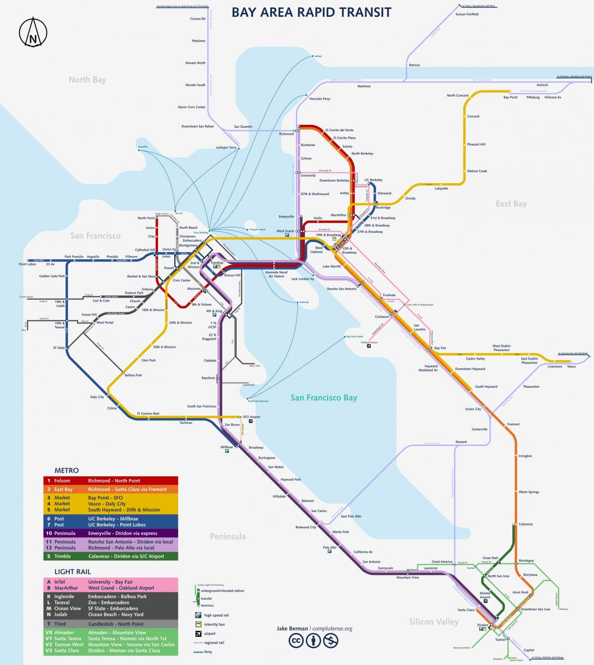 サンフランシスコの鉄道駅の地図